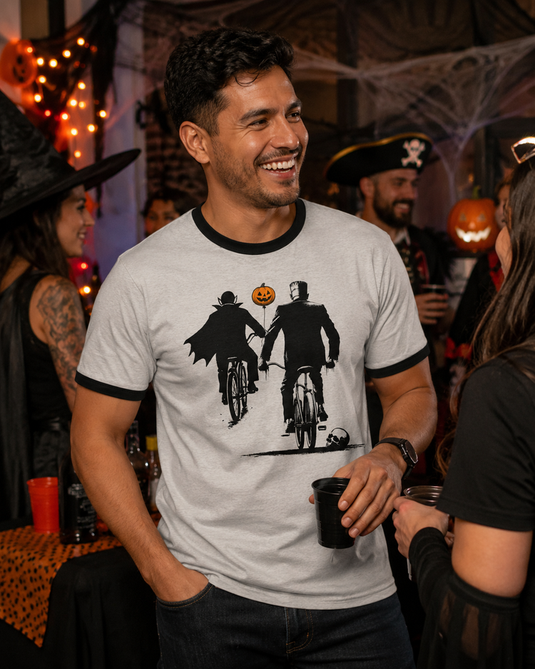 Franky And Drac Halloween Ride Ringer T-shirt