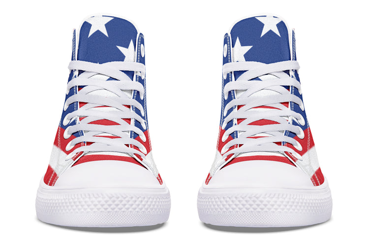 American Flag Large High Tops ( Black or White Sole )