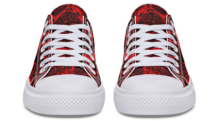 Calavera Red Low Tops ( Black or White Sole )