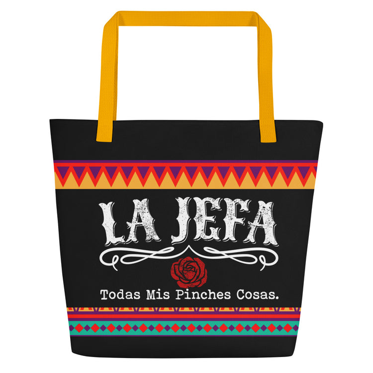 All-Over Print La Jefe Todas Mis Pinches Cosas Large Tote Bag