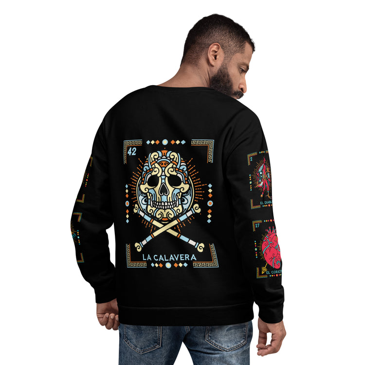 Premium Fleece-Lined Loteria Black Sweatshirt/ Pijama Top