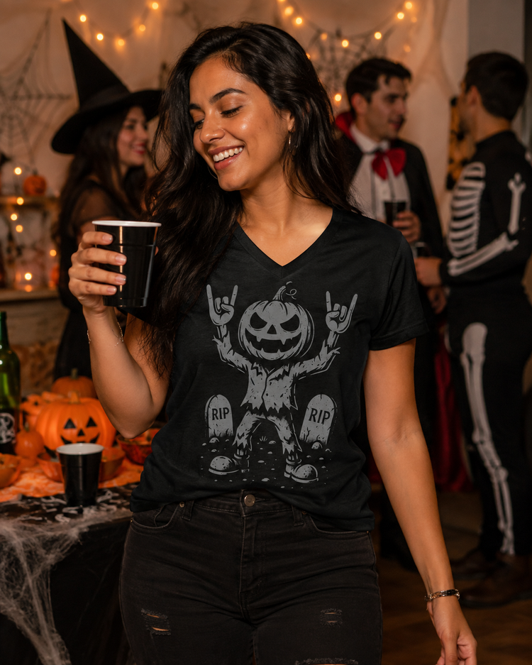 El Rocker Pumpkin King V-Neck T-Shirt