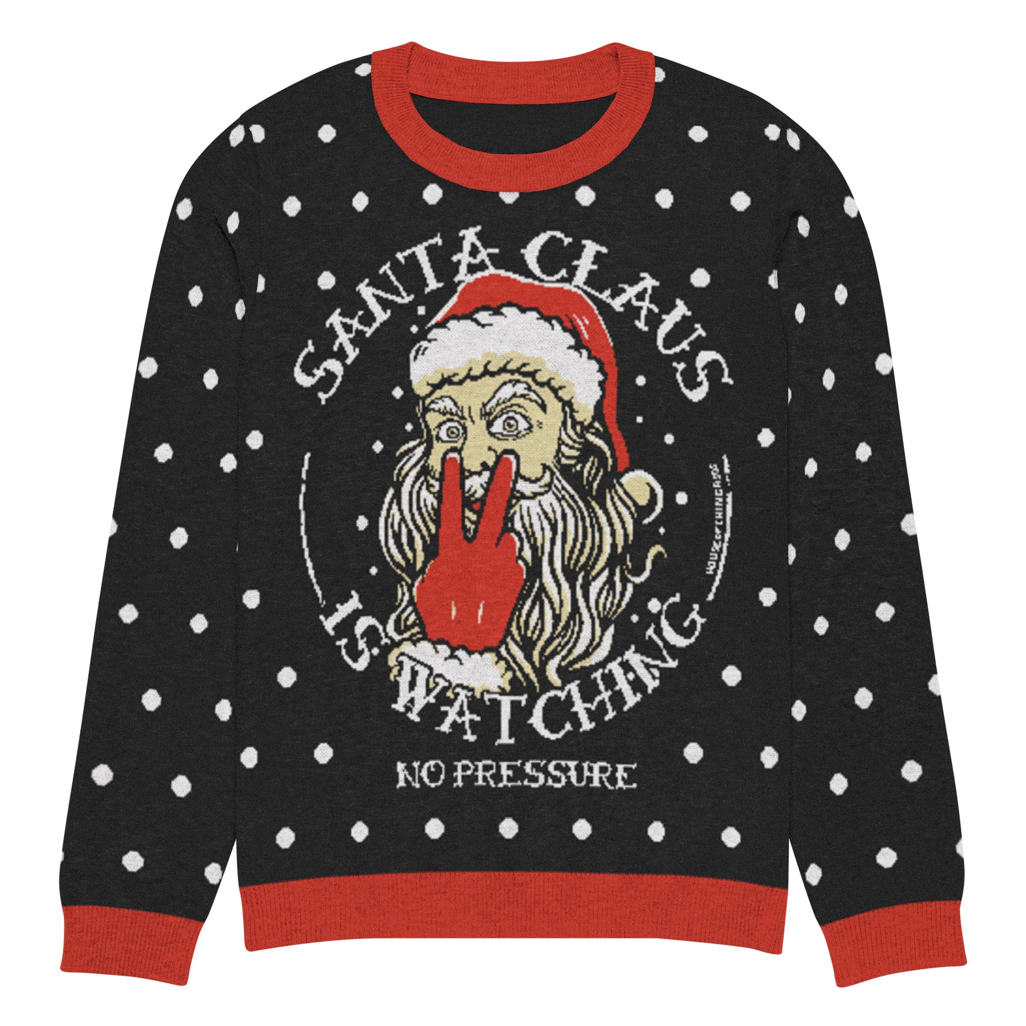 Deluxe Knitted Santa Claus is Watching Navidad sweater – House Of