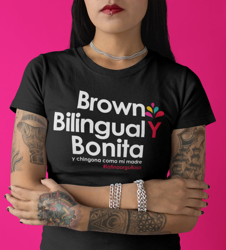 Premium Brown Bilingual Y Bonita T-shirt