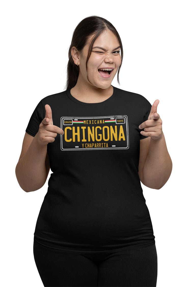Premium La Chingona Y Chaparrita Plate Frame OG T-shirt