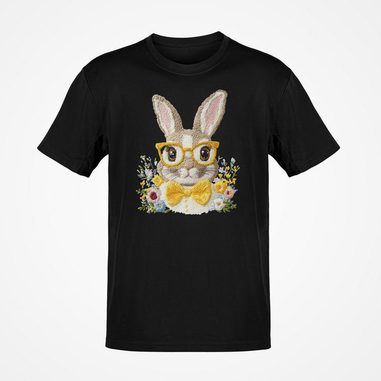 Bow Tie Bunny T-Shirt ( Faux Embroidery Print )