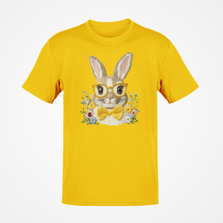 Bow Tie Bunny T-Shirt ( Faux Embroidery Print )