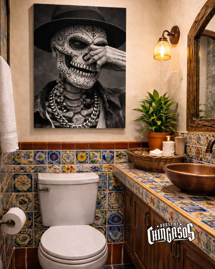El Jefe Calavera Guacala Bathroom Canvas 16" * 20"