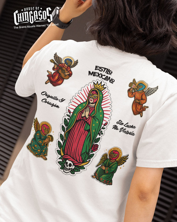 Luchadores Y Virgen Mexicano Style Tee ( Fron & Back )