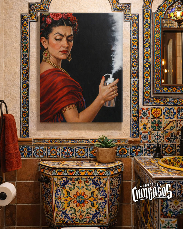 La Artista Spraying El Baño Canvas 16" * 20"