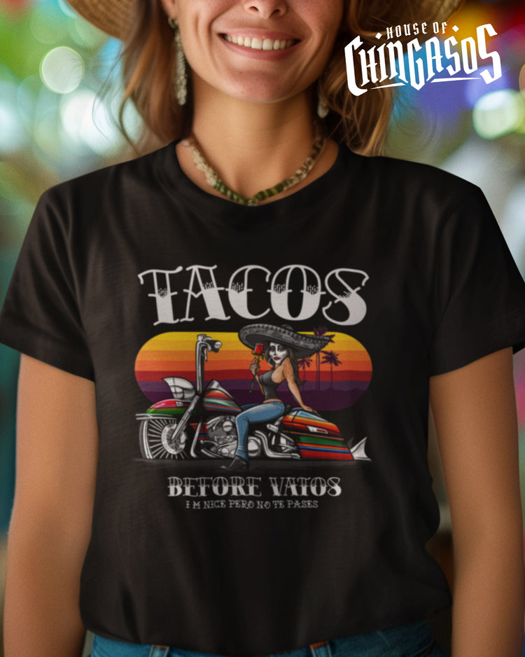 Los Tacos Before Vatos OG Chicana Vibes T-Shirt