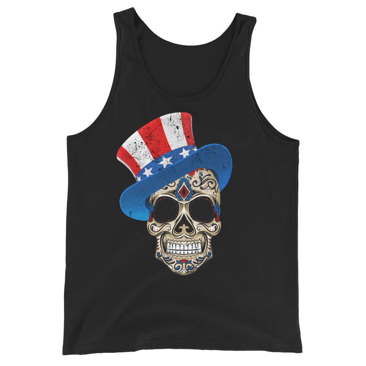Premium 4th Of July Star Spangled Sugar Skull Tank Top