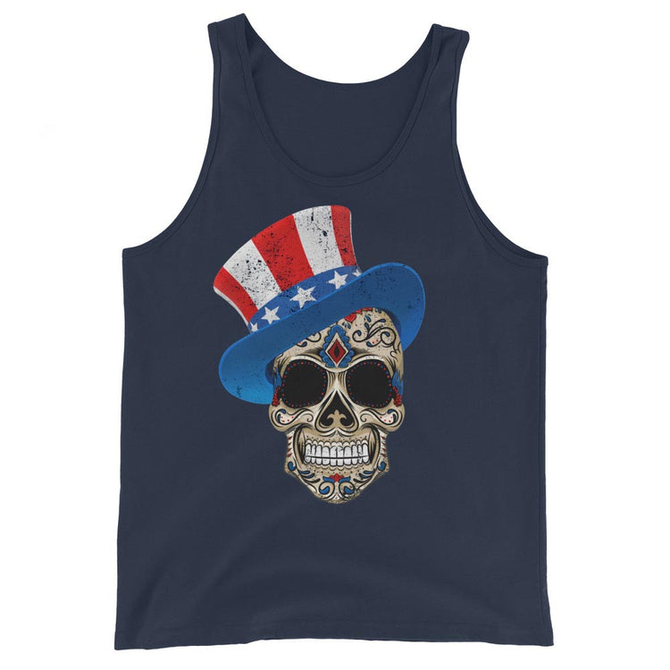 Premium 4th Of July Star Spangled Sugar Skull Tank Top