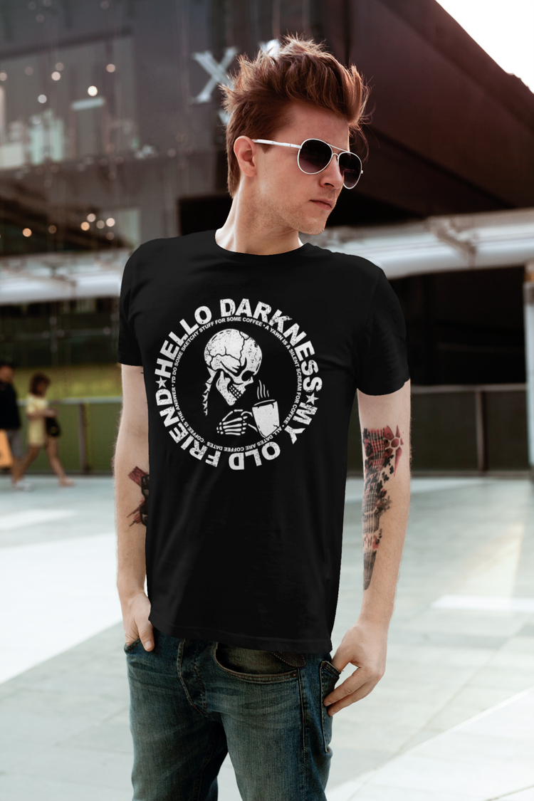 Hello Darkness My Old Friend Coffee Skull T-Shirt