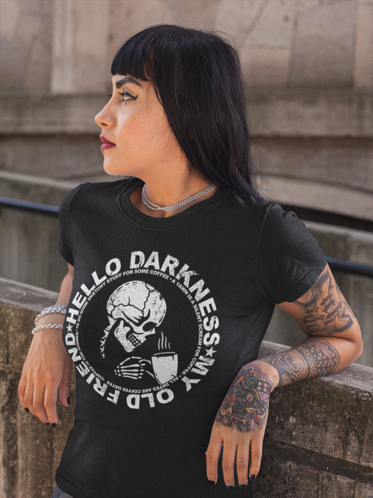 Hello Darkness My Old Friend Coffee Skull T-Shirt
