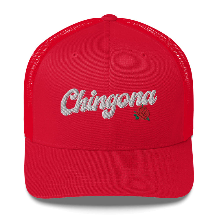 Old School Chingona Rose Trucker Cap