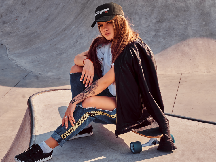Old School Chingona Rose Trucker Cap