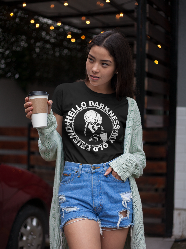 Hello Darkness My Old Friend Coffee Skull T-Shirt