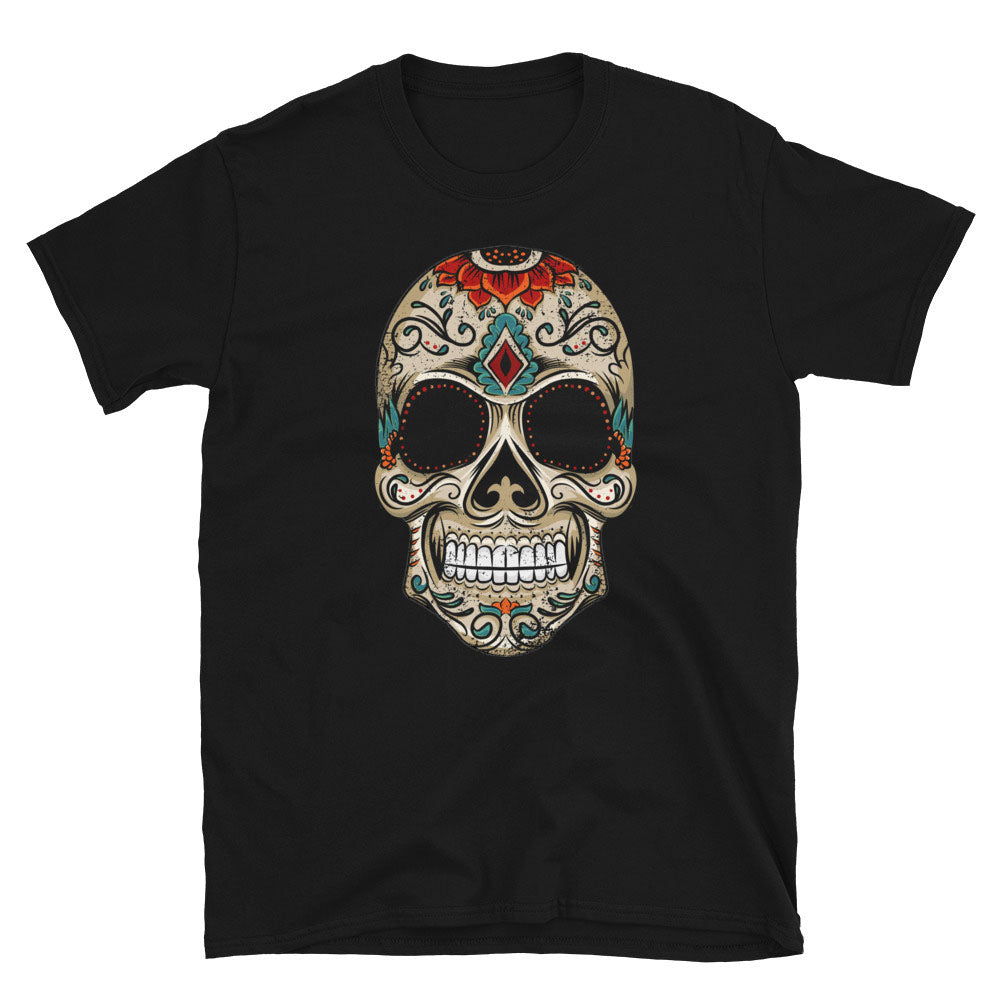 T-shirt Urban Backwoods Mexican Skull Uomo - Nero, Taglia M - Stampata Con Teschio Messicano, Cotone 100% Semi-pettinato, 190 G/m², Vestibilità Regolare, Fino Alla 5XL