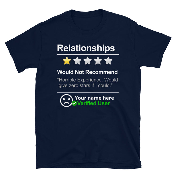 Customizable Zero Stars Relationship Valentine's T-Shirt