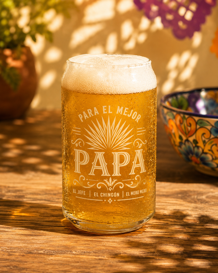 Mejor Papá Beer Can Glass 16 oz.
