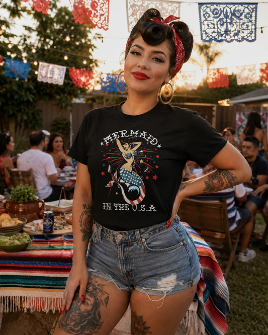 The Mermaid In The U.S.A  4th Of July T-Shirt