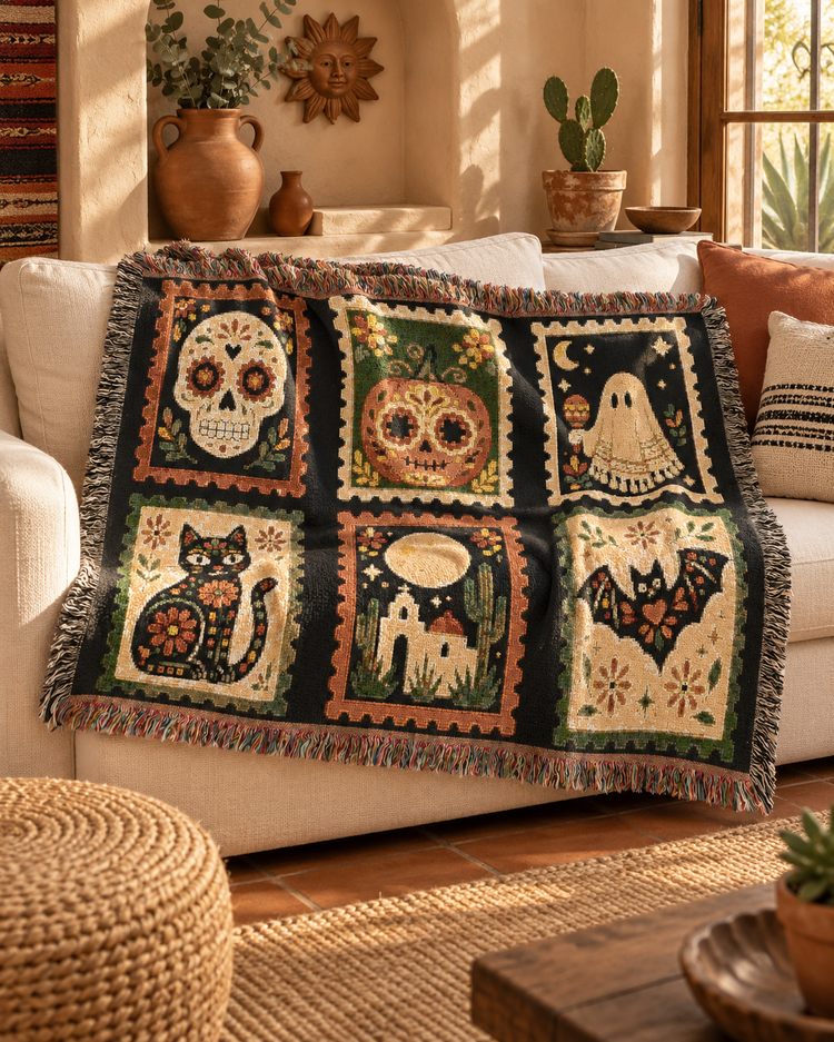 Espooky Stamp Woven Throw