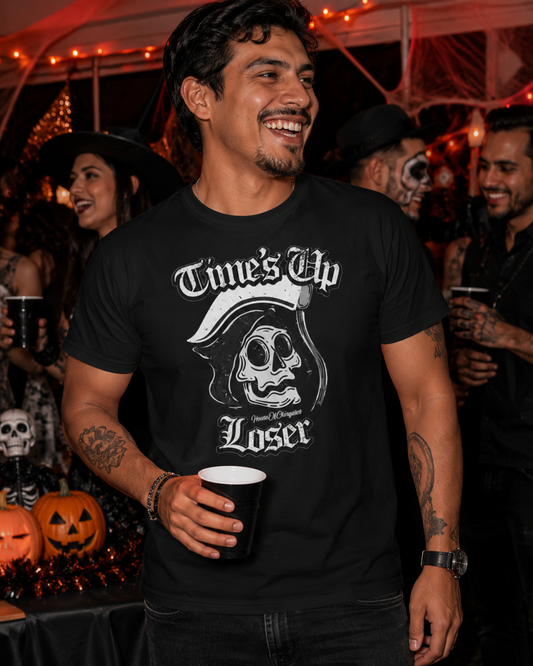 Time's Up Loser Vintage Greaser Skull T-Shirt