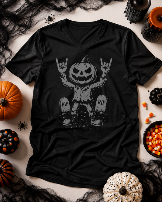 El Rocker Pumpkin King V-Neck T-Shirt