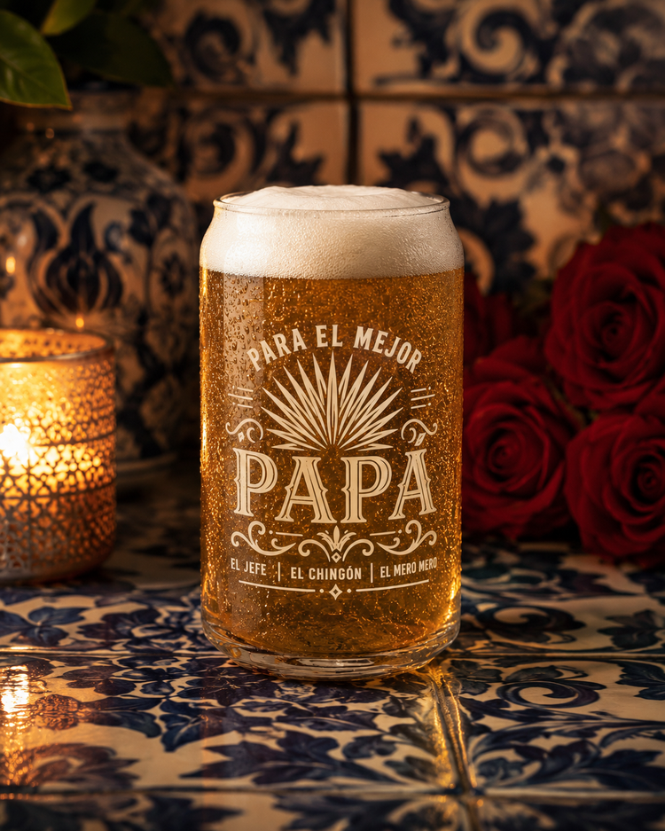 Mejor Papá Beer Can Glass 16 oz.
