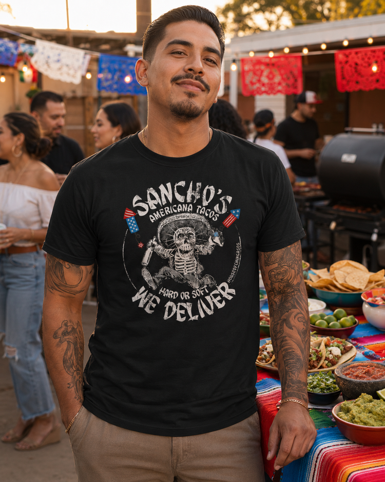 Sancho's Americana Tacos 4th Of July T-shirt