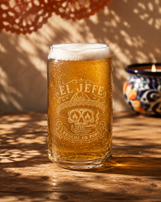 El Jefe Can-shaped glass