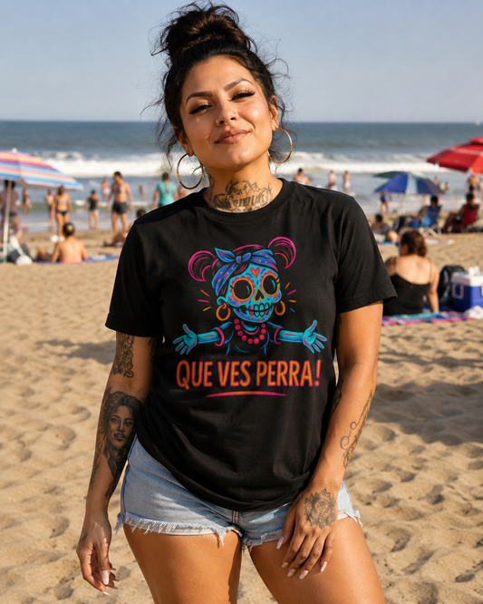 Que Ves Perra Neon Hold My Hoops Tee