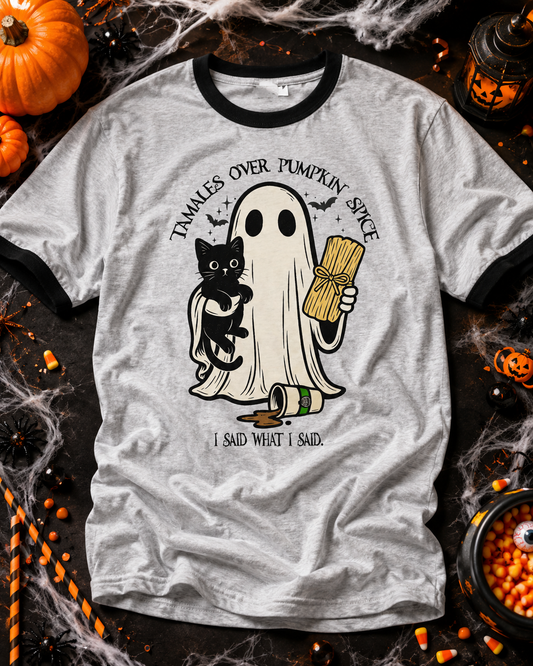 Tamales Over Pumpkin Spice Retro Ringer t-shirt