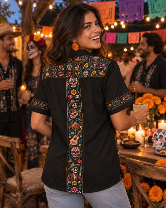 Mariachi de los Muertos Guayabera (Noche Calavera)