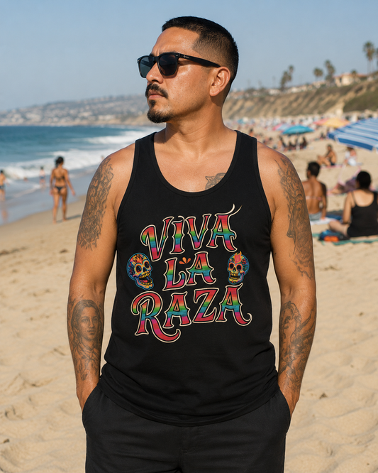 Viva La Raza Serape Calavera Tank Top