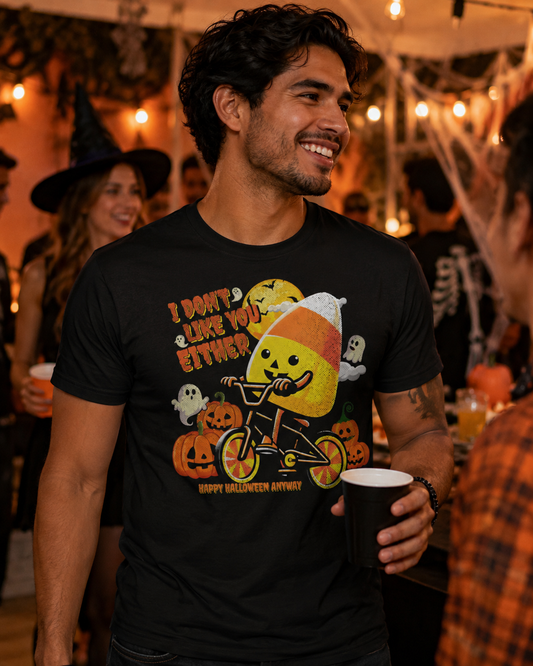 I Don't Like You Either Cutie Candy Corn Halloween Tee