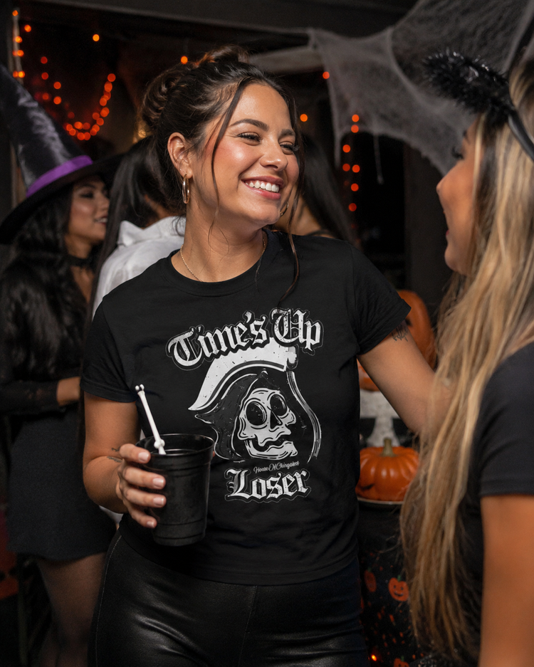 Time's Up Loser Vintage Greaser Skull T-Shirt
