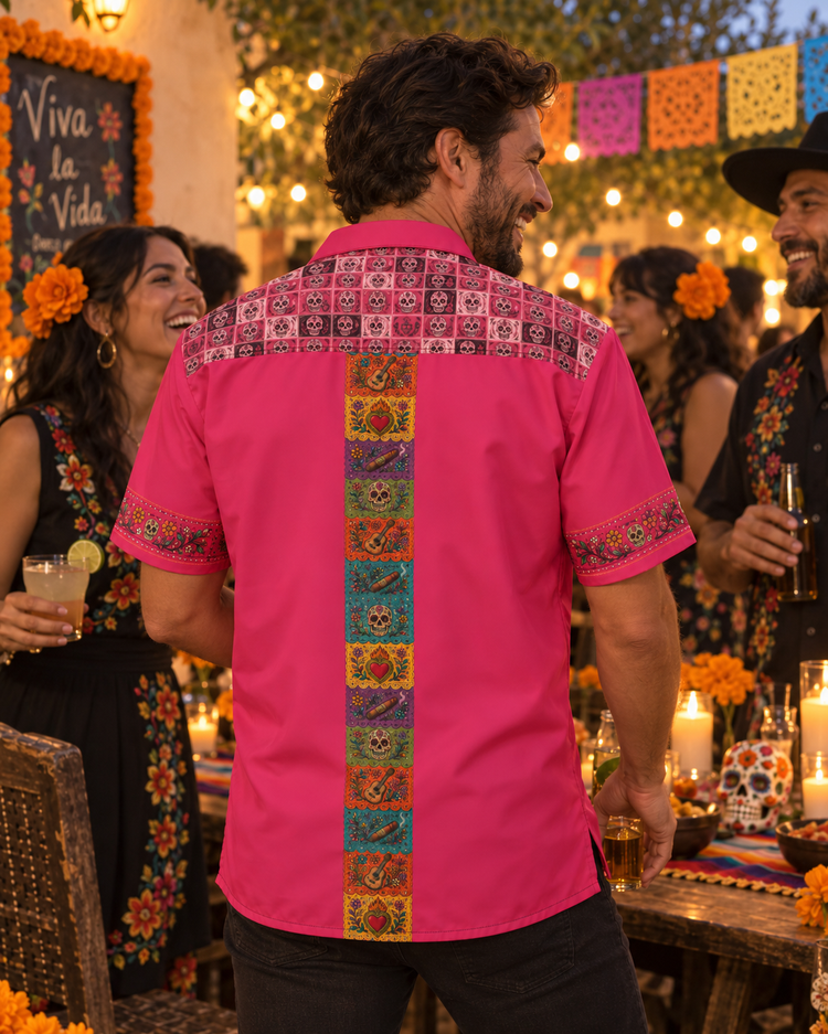 Mariachi de los Muertos Guayabera (Rosa Calavera)