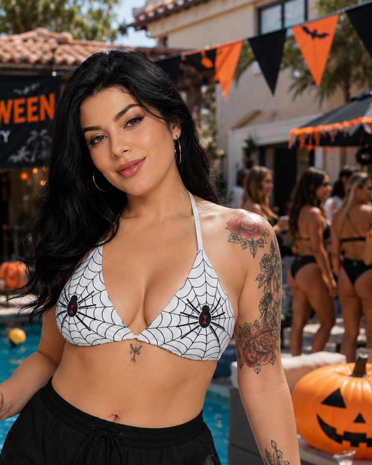 Black Widow Swim Top (White)