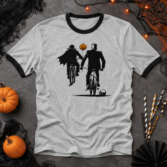 Franky And Drac Halloween Ride Ringer T-shirt