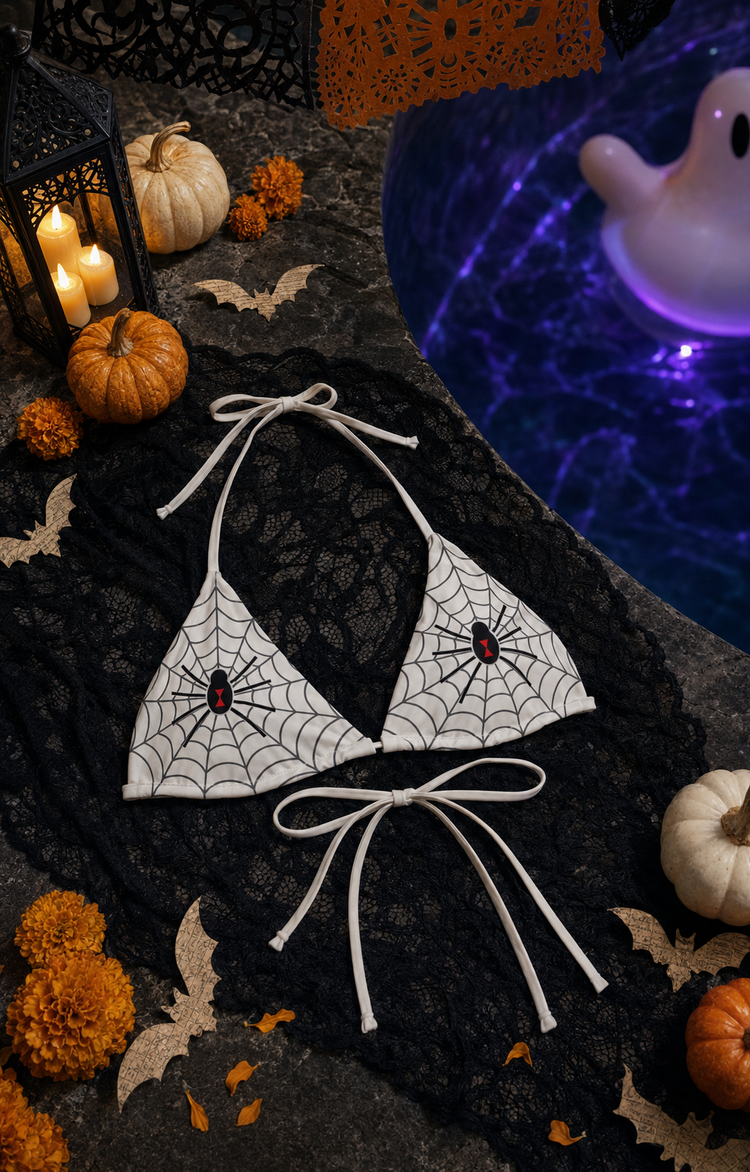 Black Widow Swim Top (White)