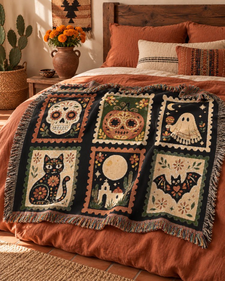 Espooky Stamp Woven Throw