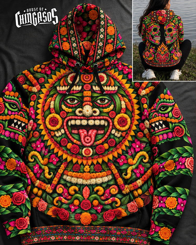 Xiuhpohualli Las Flores Vida Hoodie