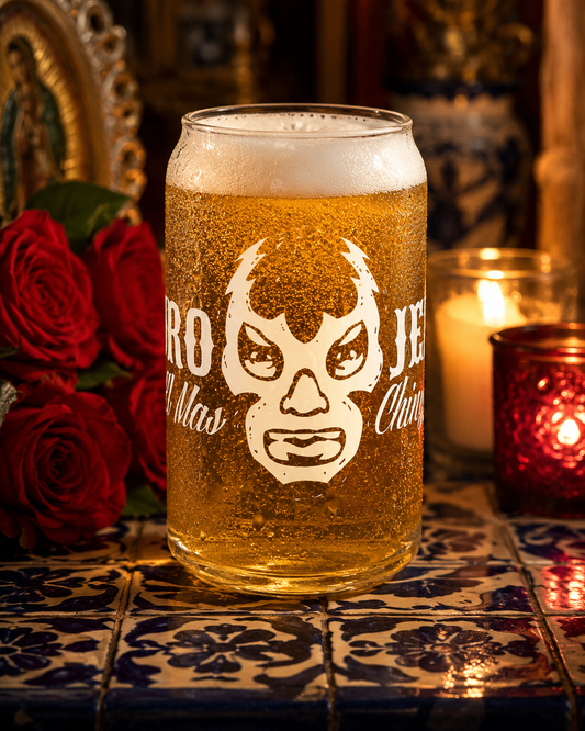 Puro Jefe Beer Can Glass 16 oz.
