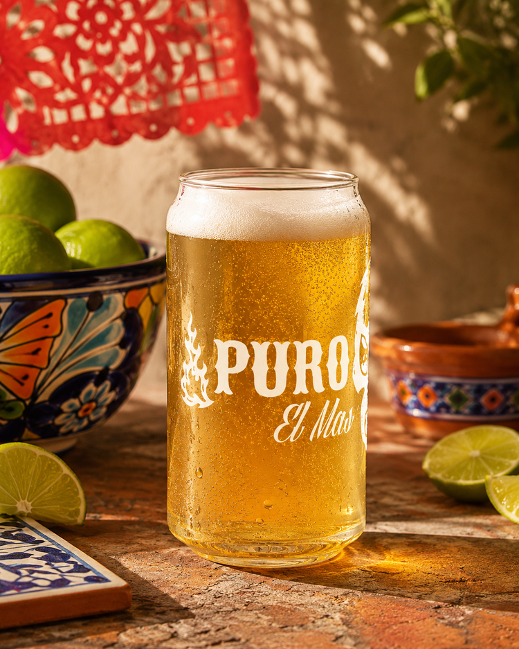 Puro Jefe Beer Can Glass 16 oz.