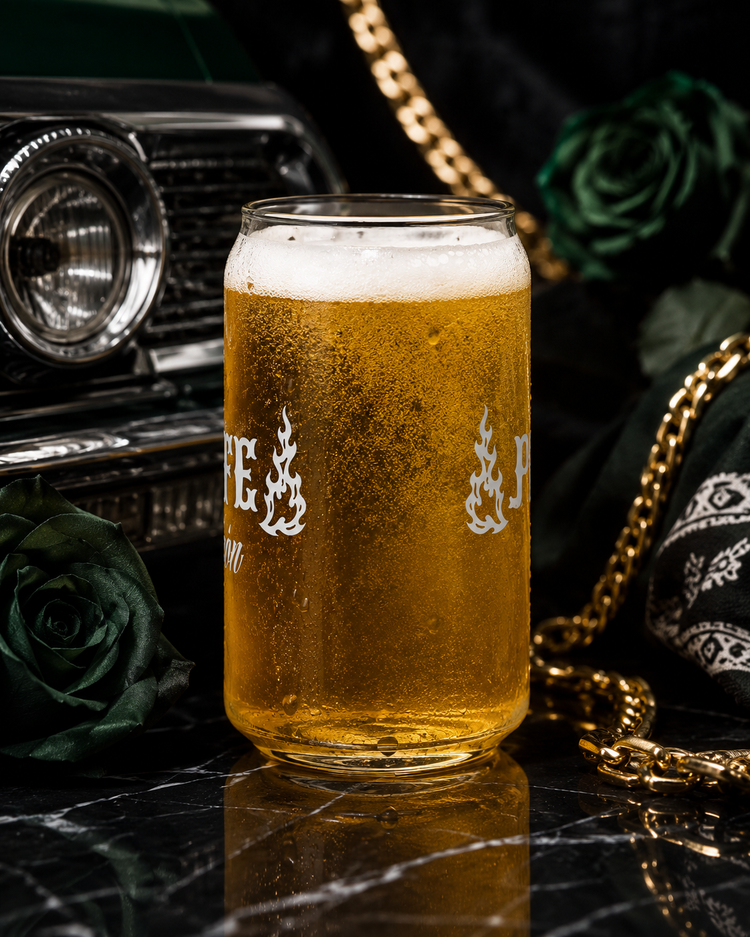Puro Jefe Beer Can Glass 16 oz.