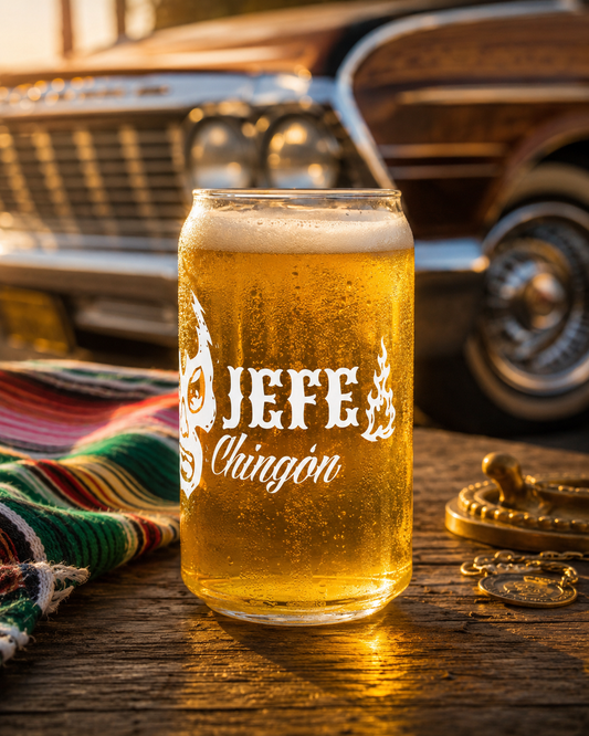 Puro Jefe Beer Can Glass 16 oz.