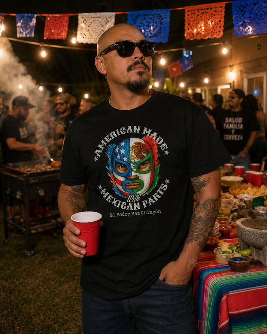 American Made With Mexican Parts Lucha T-Shirt