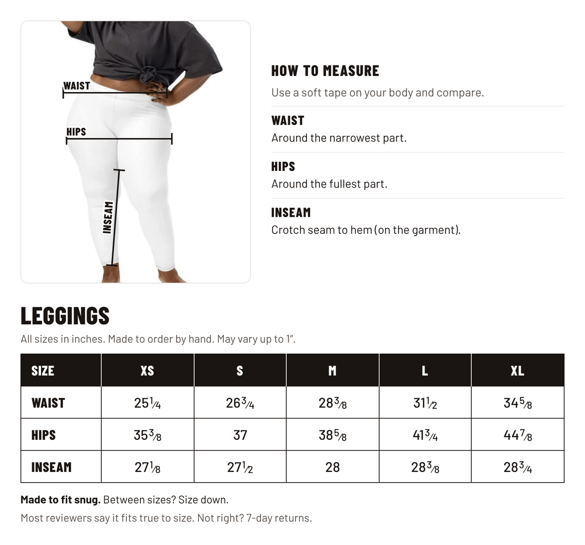 Size chart